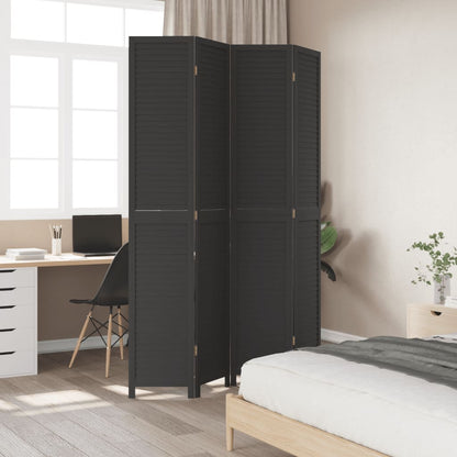 Kamerscherm Met 4 Panelen Massief Paulowniahout Zwart Blauw