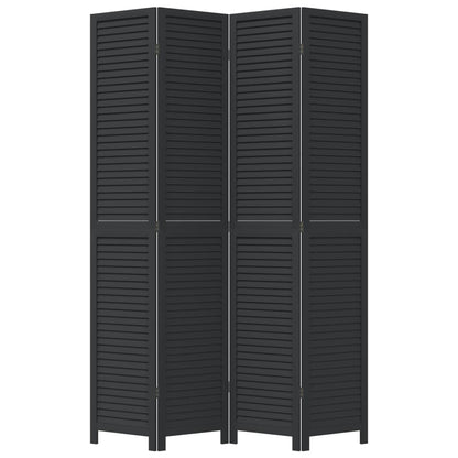 Kamerscherm Met 4 Panelen Massief Paulowniahout Zwart Blauw