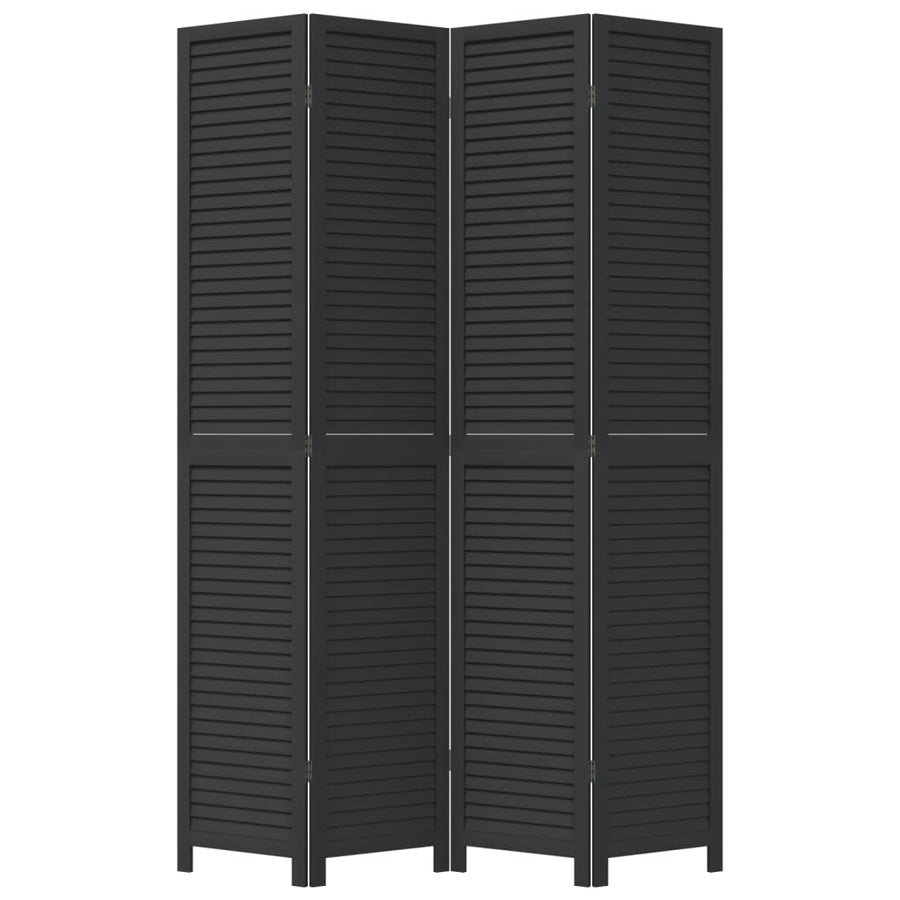 Kamerscherm Met 4 Panelen Massief Paulowniahout Zwart Blauw