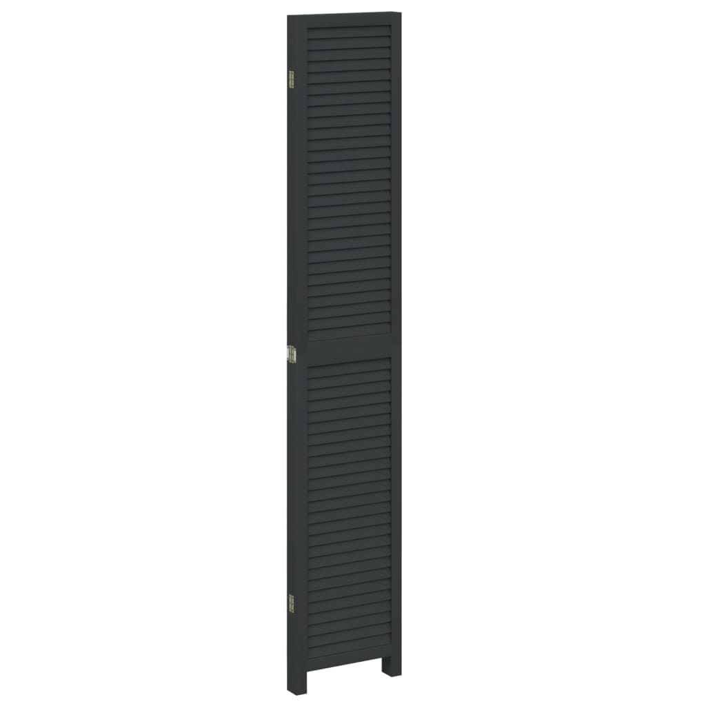 Kamerscherm Met 4 Panelen Massief Paulowniahout Zwart Blauw