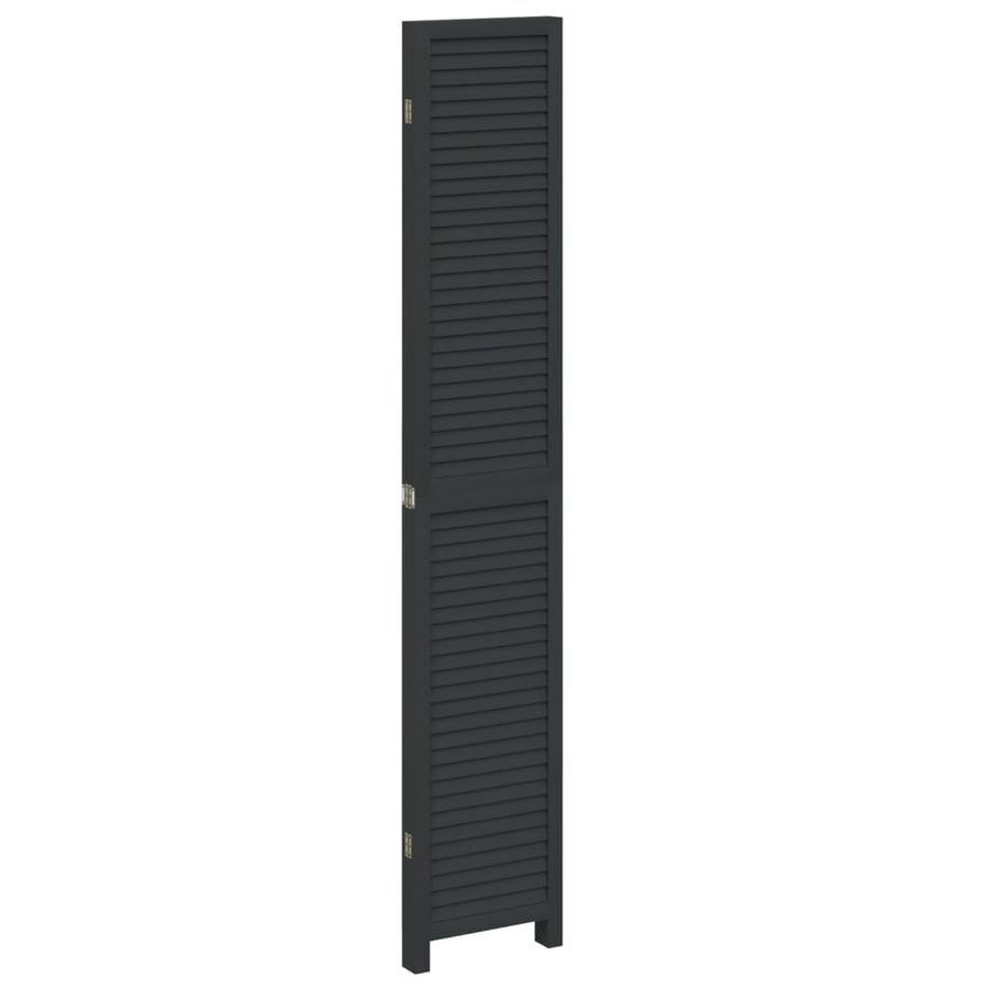 Kamerscherm Met 4 Panelen Massief Paulowniahout Zwart Blauw