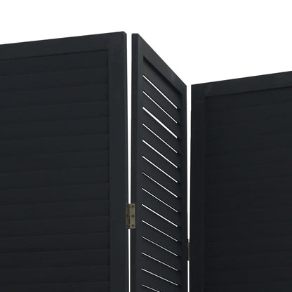 Kamerscherm Met 4 Panelen Massief Paulowniahout Zwart Blauw