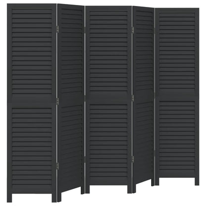 Kamerscherm Met 5 Panelen Massief Paulowniahout Zwart Groen