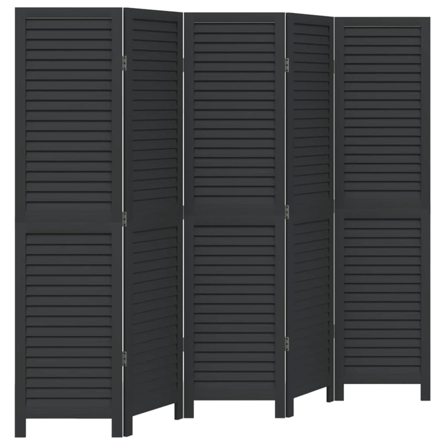 Kamerscherm Met 5 Panelen Massief Paulowniahout Zwart Groen
