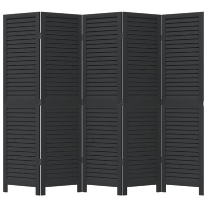 Kamerscherm Met 5 Panelen Massief Paulowniahout Zwart Groen
