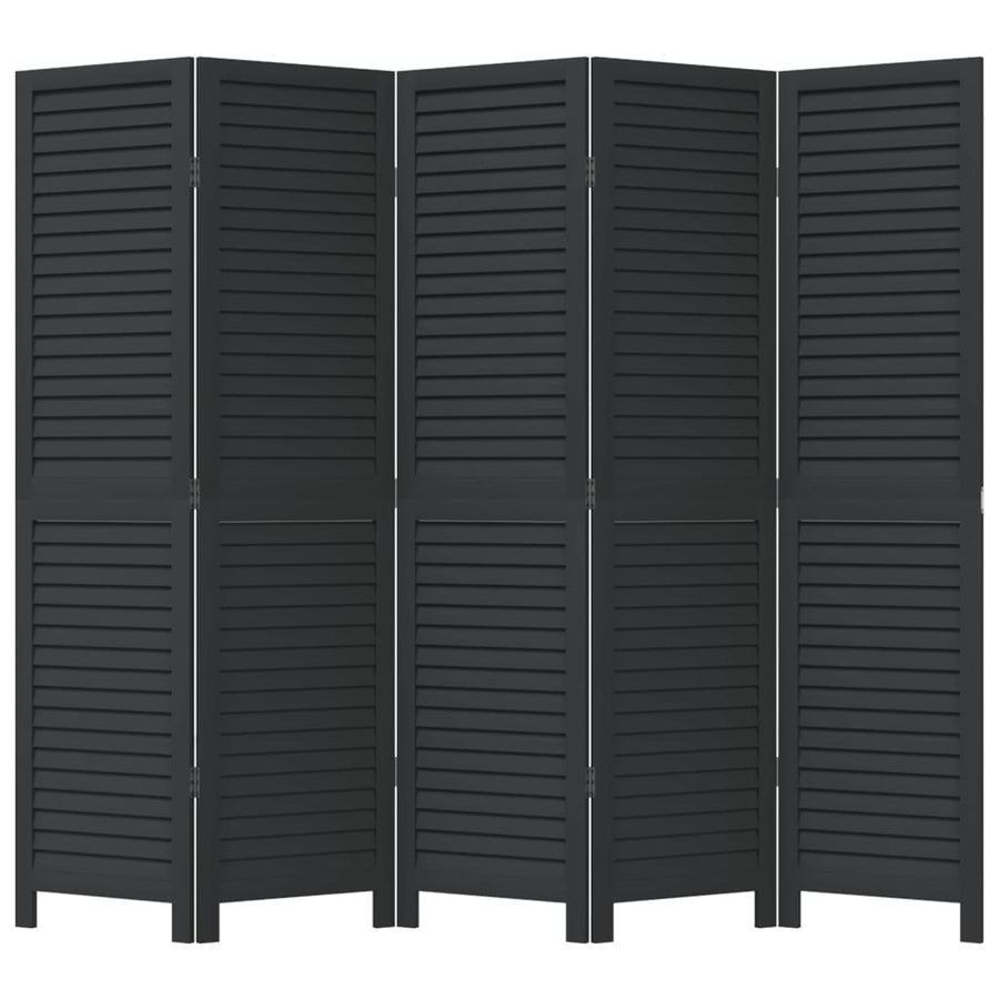 Kamerscherm Met 5 Panelen Massief Paulowniahout Zwart Groen