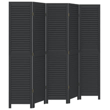 Kamerscherm Met 5 Panelen Massief Paulowniahout Zwart