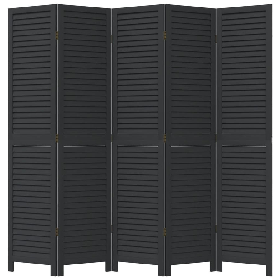 Kamerscherm Met 5 Panelen Massief Paulowniahout Zwart