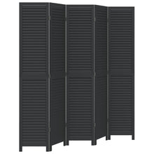 Kamerscherm Met 5 Panelen Massief Paulowniahout Zwart