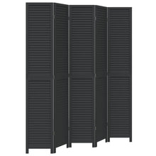Kamerscherm Met 5 Panelen Massief Paulowniahout Zwart