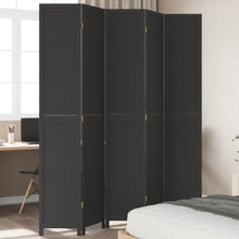 Kamerscherm Met 5 Panelen Massief Paulowniahout Zwart