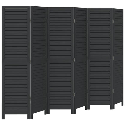 Kamerscherm Met 6 Panelen Massief Paulowniahout Zwart