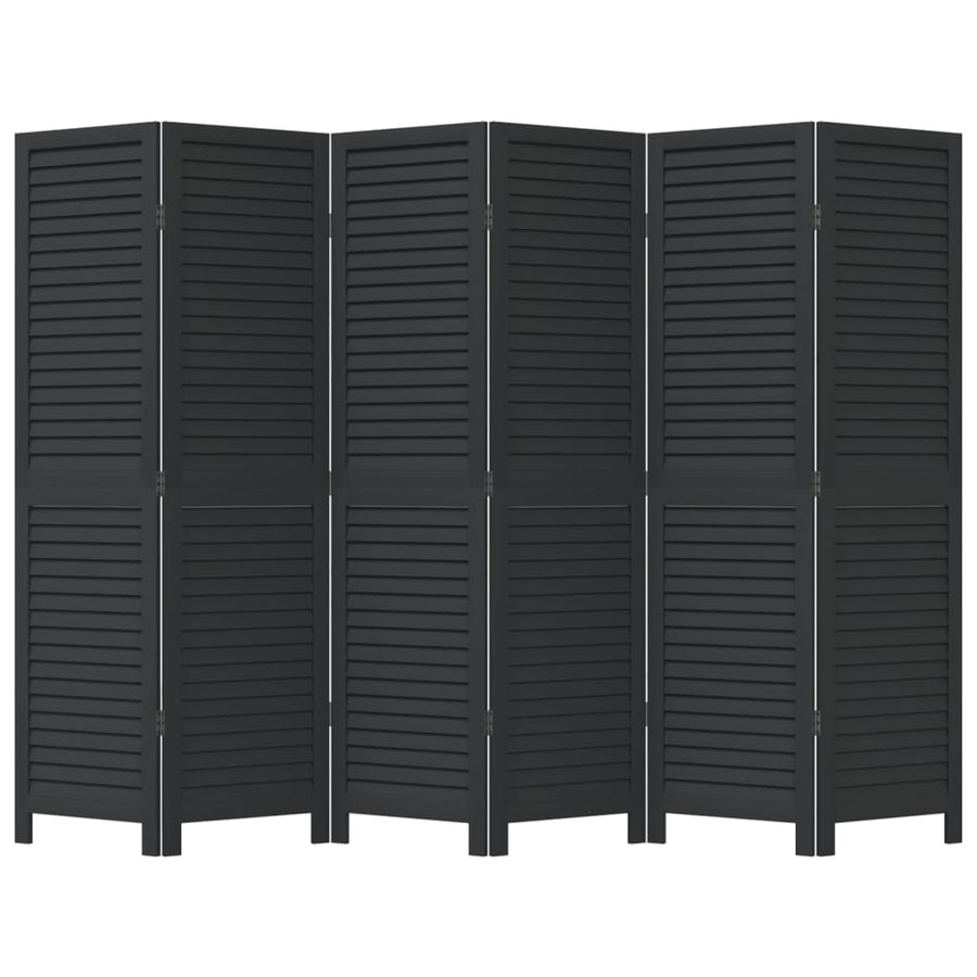 Kamerscherm Met 6 Panelen Massief Paulowniahout Zwart