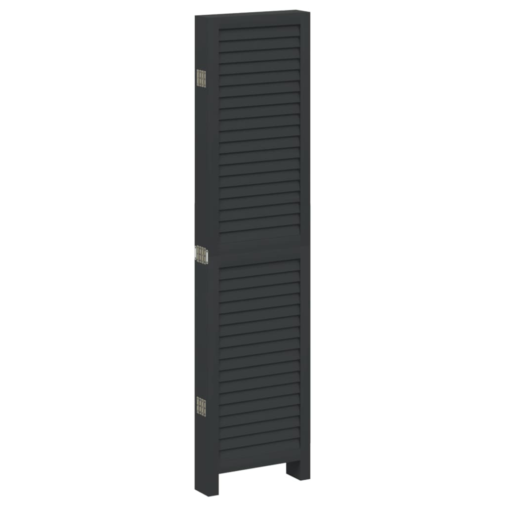 Kamerscherm Met 6 Panelen Massief Paulowniahout Zwart
