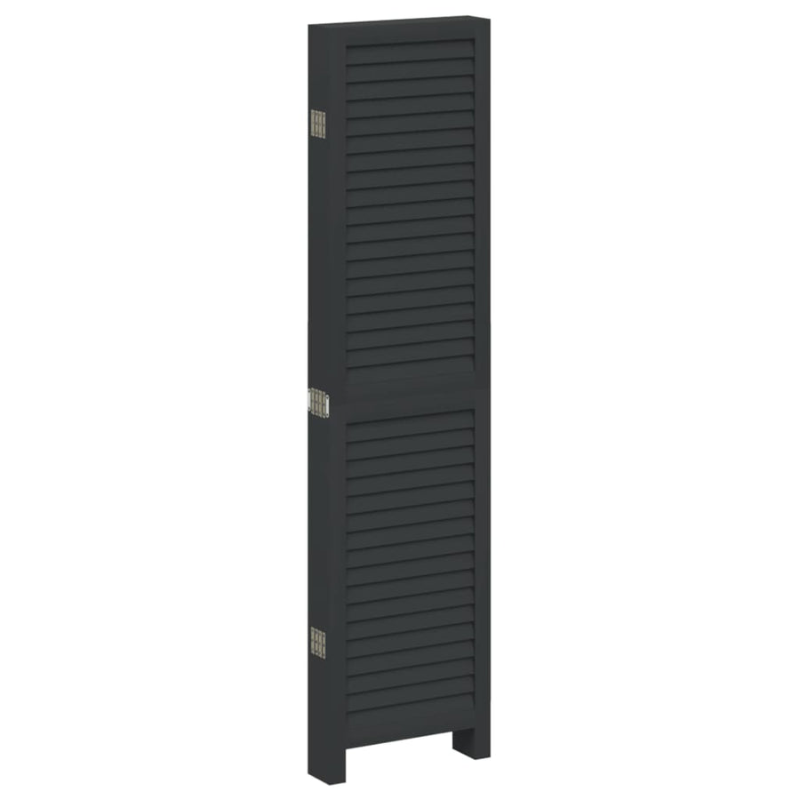 Kamerscherm Met 6 Panelen Massief Paulowniahout Zwart