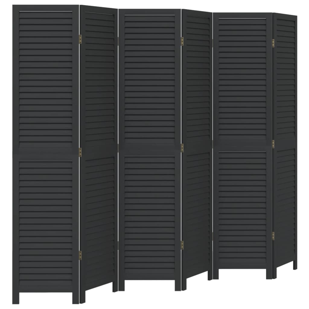 Kamerscherm Met 6 Panelen Massief Paulowniahout Zwart Groen