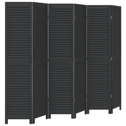 Kamerscherm Met 6 Panelen Massief Paulowniahout Zwart Groen
