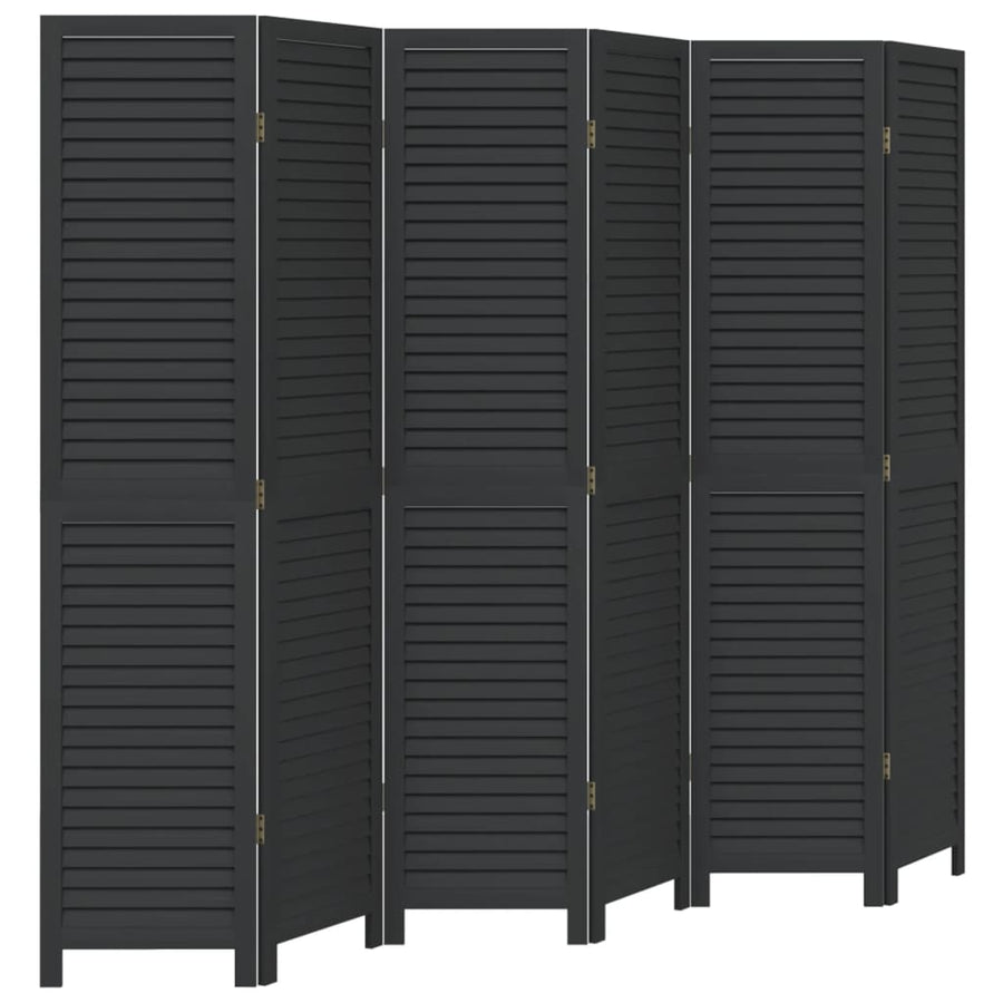 Kamerscherm Met 6 Panelen Massief Paulowniahout Zwart Groen