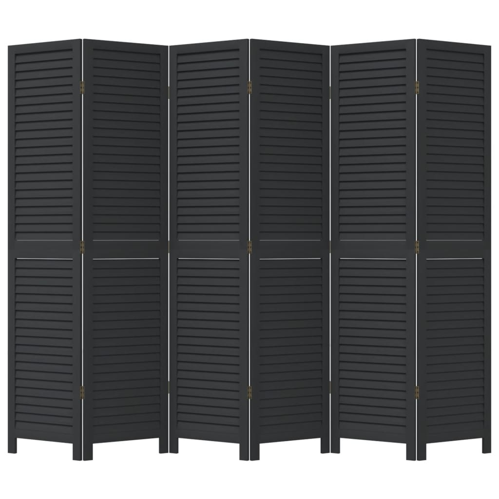 Kamerscherm Met 6 Panelen Massief Paulowniahout Zwart Groen