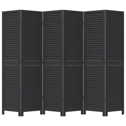 Kamerscherm Met 6 Panelen Massief Paulowniahout Zwart Groen
