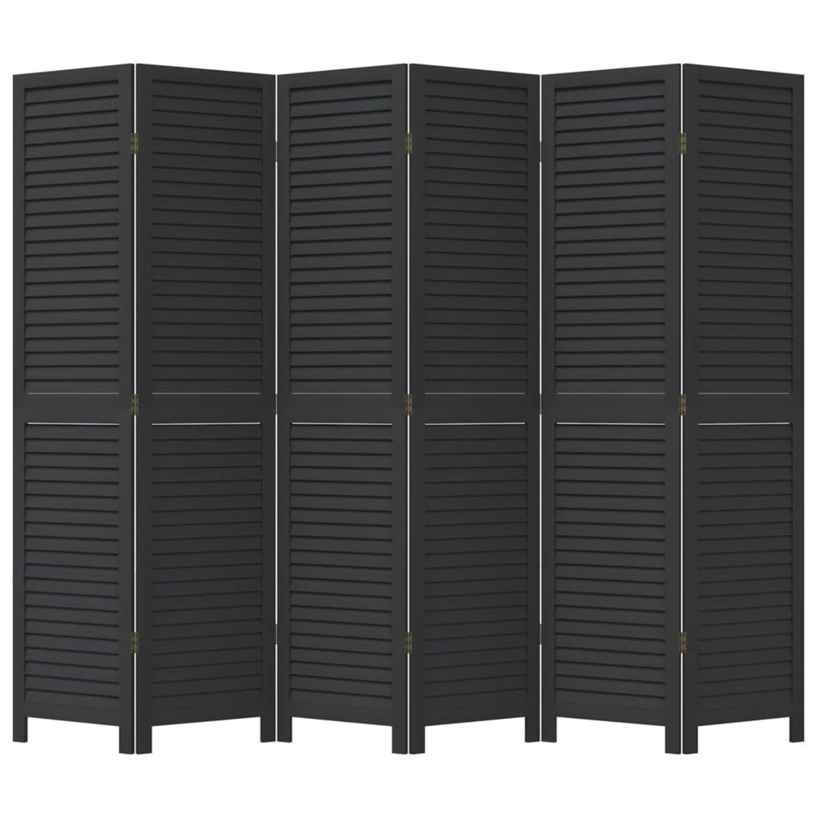 Kamerscherm Met 6 Panelen Massief Paulowniahout Zwart Groen