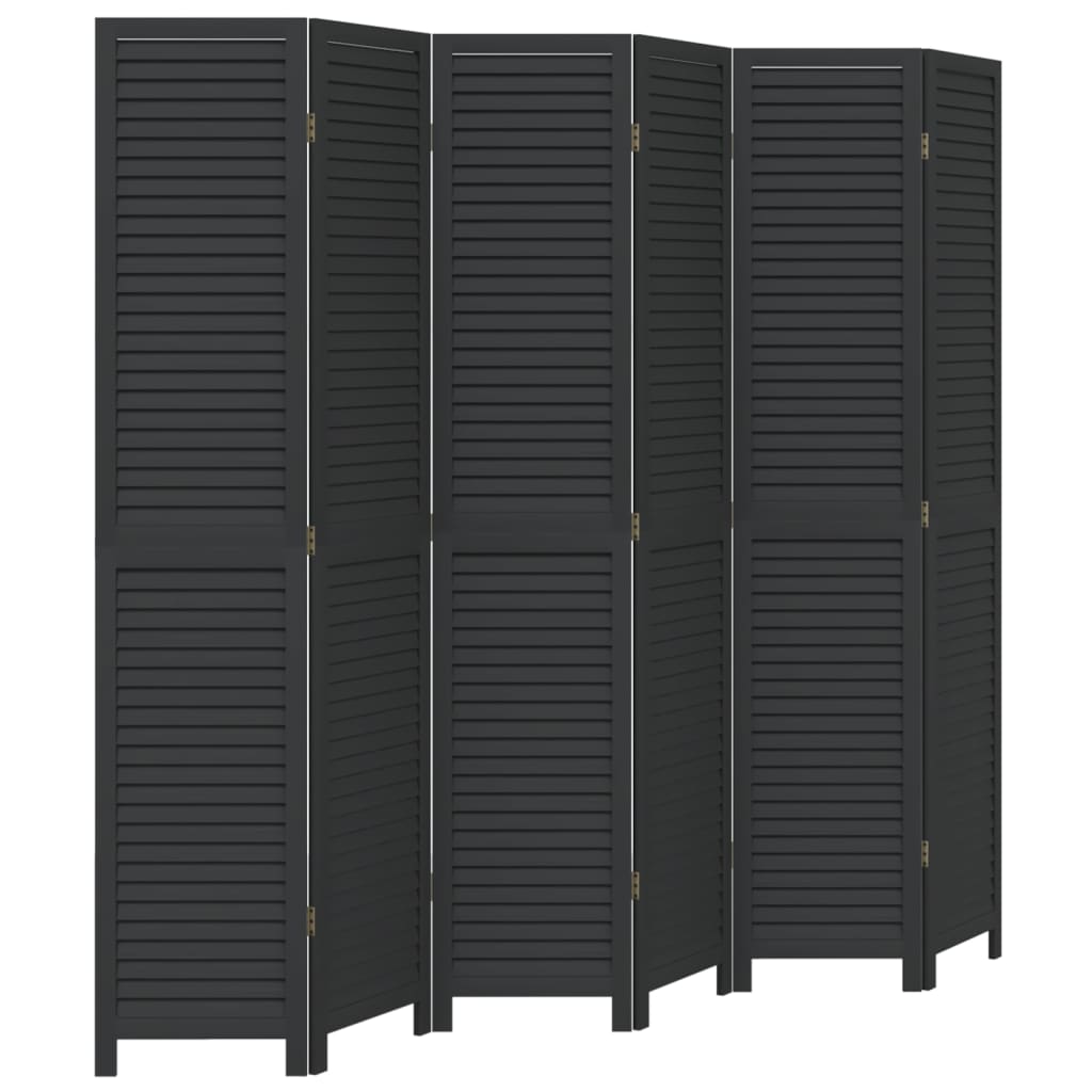 Kamerscherm Met 6 Panelen Massief Paulowniahout Zwart Blauw