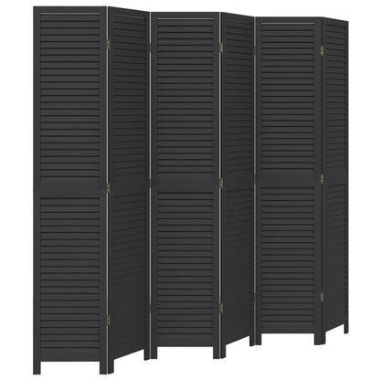 Kamerscherm Met 6 Panelen Massief Paulowniahout Zwart Blauw