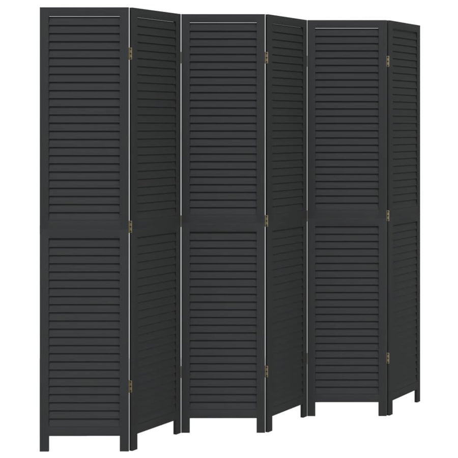 Kamerscherm Met 6 Panelen Massief Paulowniahout Zwart Blauw