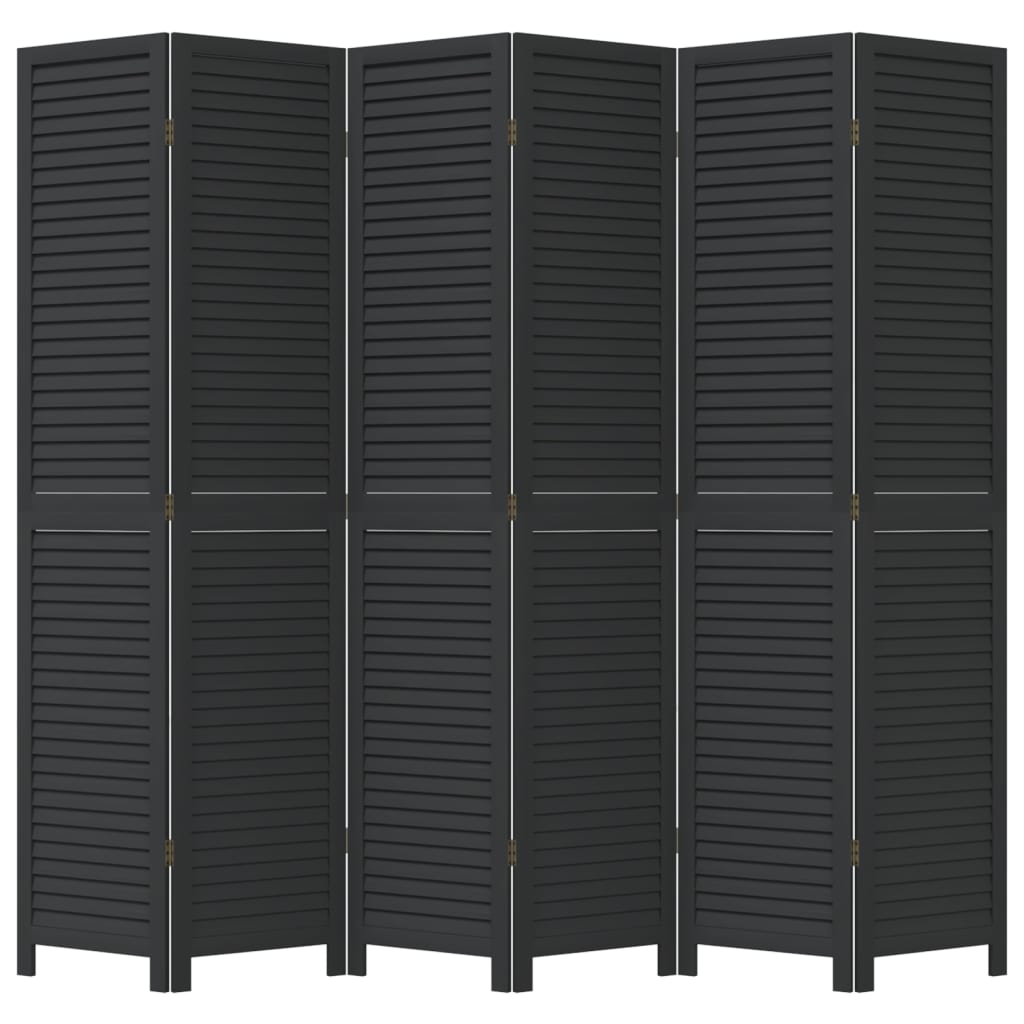 Kamerscherm Met 6 Panelen Massief Paulowniahout Zwart Blauw