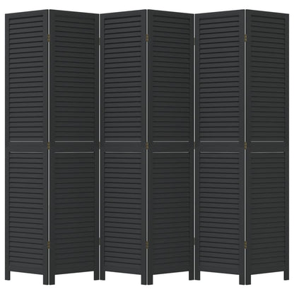 Kamerscherm Met 6 Panelen Massief Paulowniahout Zwart Blauw