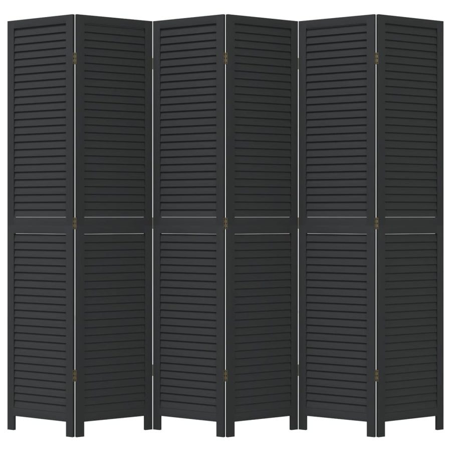 Kamerscherm Met 6 Panelen Massief Paulowniahout Zwart Blauw