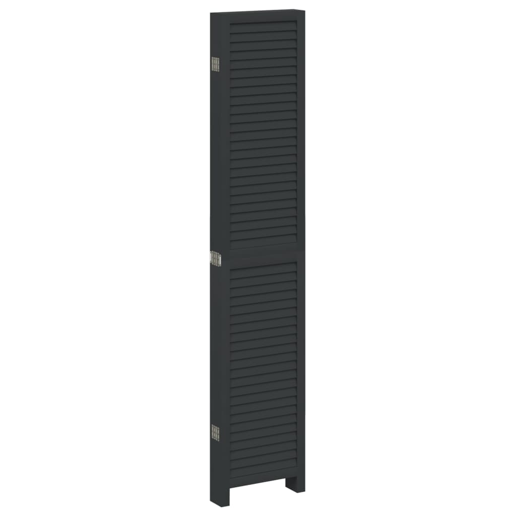 Kamerscherm Met 6 Panelen Massief Paulowniahout Zwart Blauw