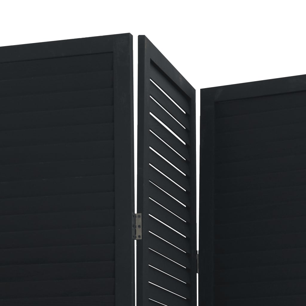 Kamerscherm Met 6 Panelen Massief Paulowniahout Zwart Blauw