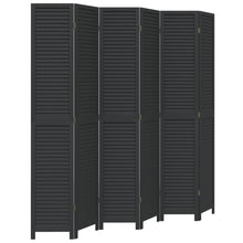 Kamerscherm Met 6 Panelen Massief Paulowniahout Zwart