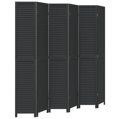 Kamerscherm Met 6 Panelen Massief Paulowniahout Zwart