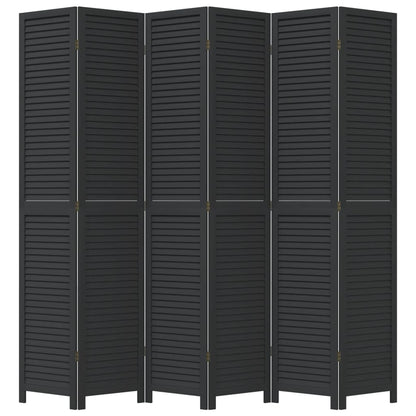 Kamerscherm Met 6 Panelen Massief Paulowniahout Zwart