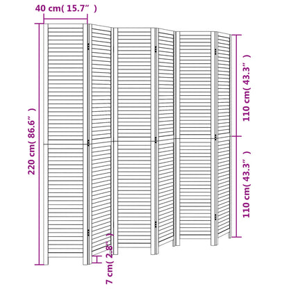 Kamerscherm Met 6 Panelen Massief Paulowniahout Zwart