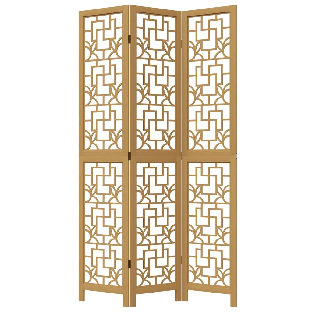 Kamerscherm met 3 panelen massief paulowniahout bruin