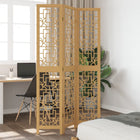 3-Panel Room Divider Solid Paulownia Wood Brown
