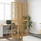 3-Panel Room Divider Solid Paulownia Wood Brown