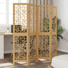 4-Panel Room Divider Solid Paulownia Wood Brown