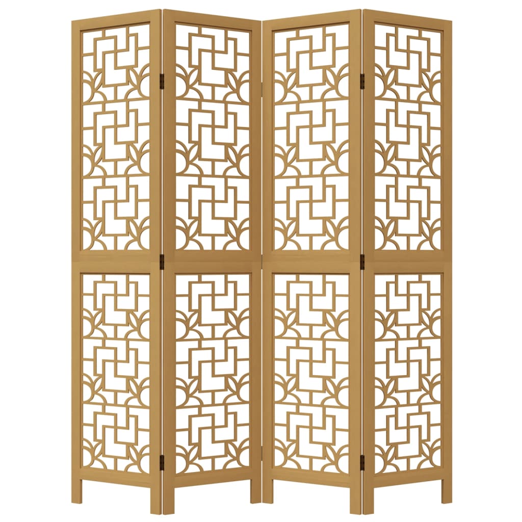 Kamerscherm met 4 panelen massief paulowniahout bruin