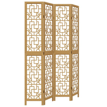 Kamerscherm met 4 panelen massief paulowniahout bruin