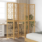 5-Panel Room Divider Solid Paulownia Wood Brown