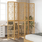 5-Panel Room Divider Solid Paulownia Wood Brown