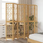 6-Panel Room Divider Solid Paulownia Wood Brown