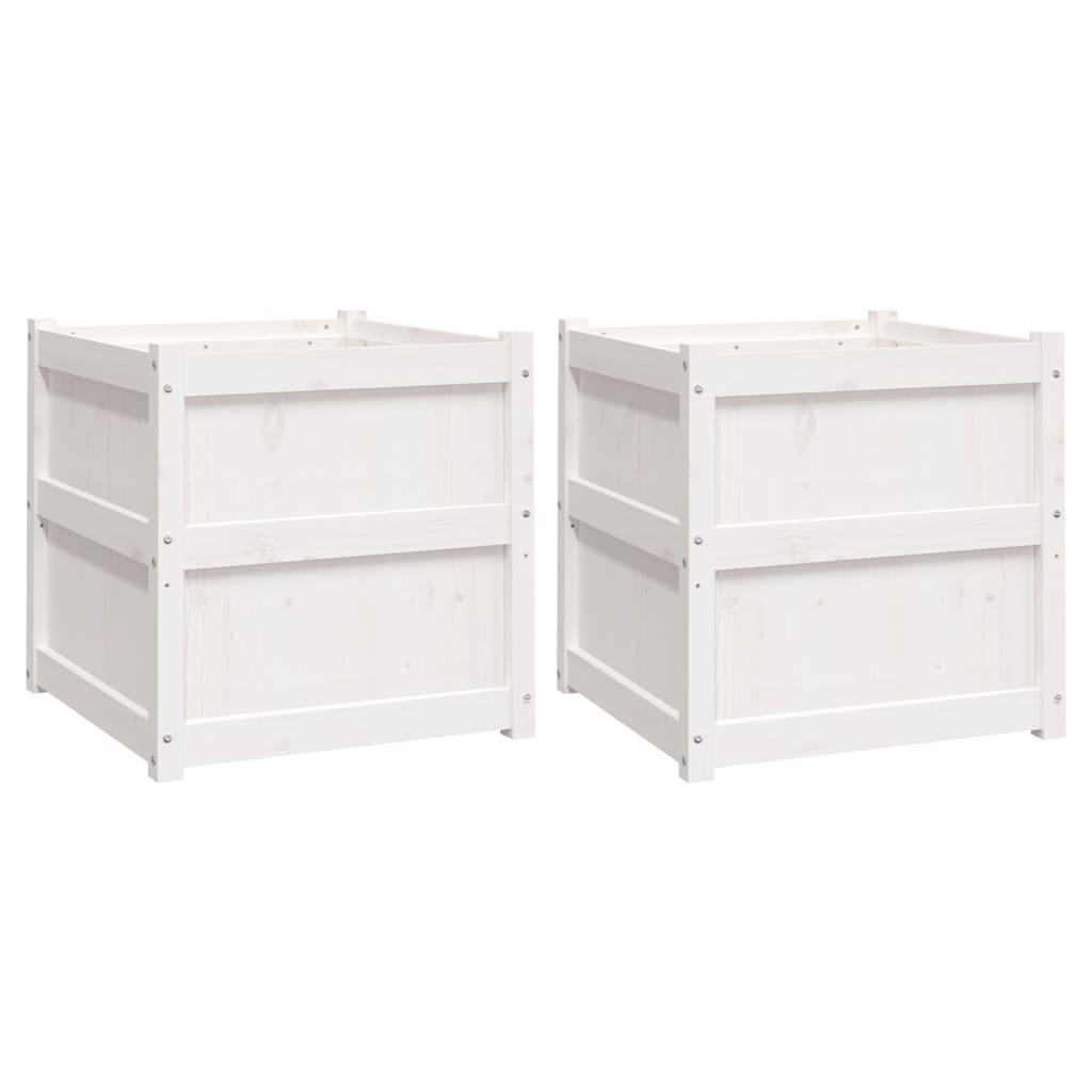 Plantenbakken Cm Massief Grenenhout Wit 2 Wit grenenhout