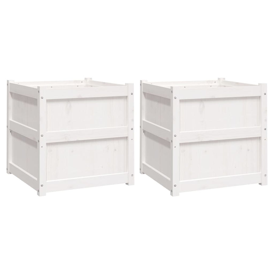 Plantenbakken Cm Massief Grenenhout Wit 2 Wit grenenhout