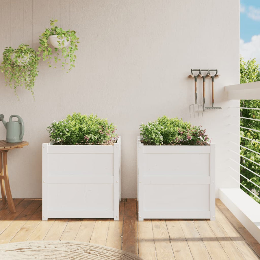 Plantenbakken Cm Massief Grenenhout Wit 2 Wit grenenhout