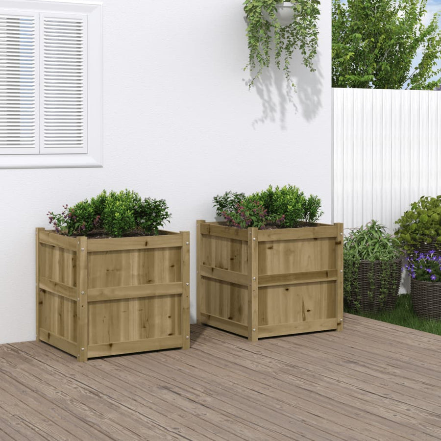 Plantenbakken Cm Geïmpregneerd Hout 2 Naturel geïmpregneerd